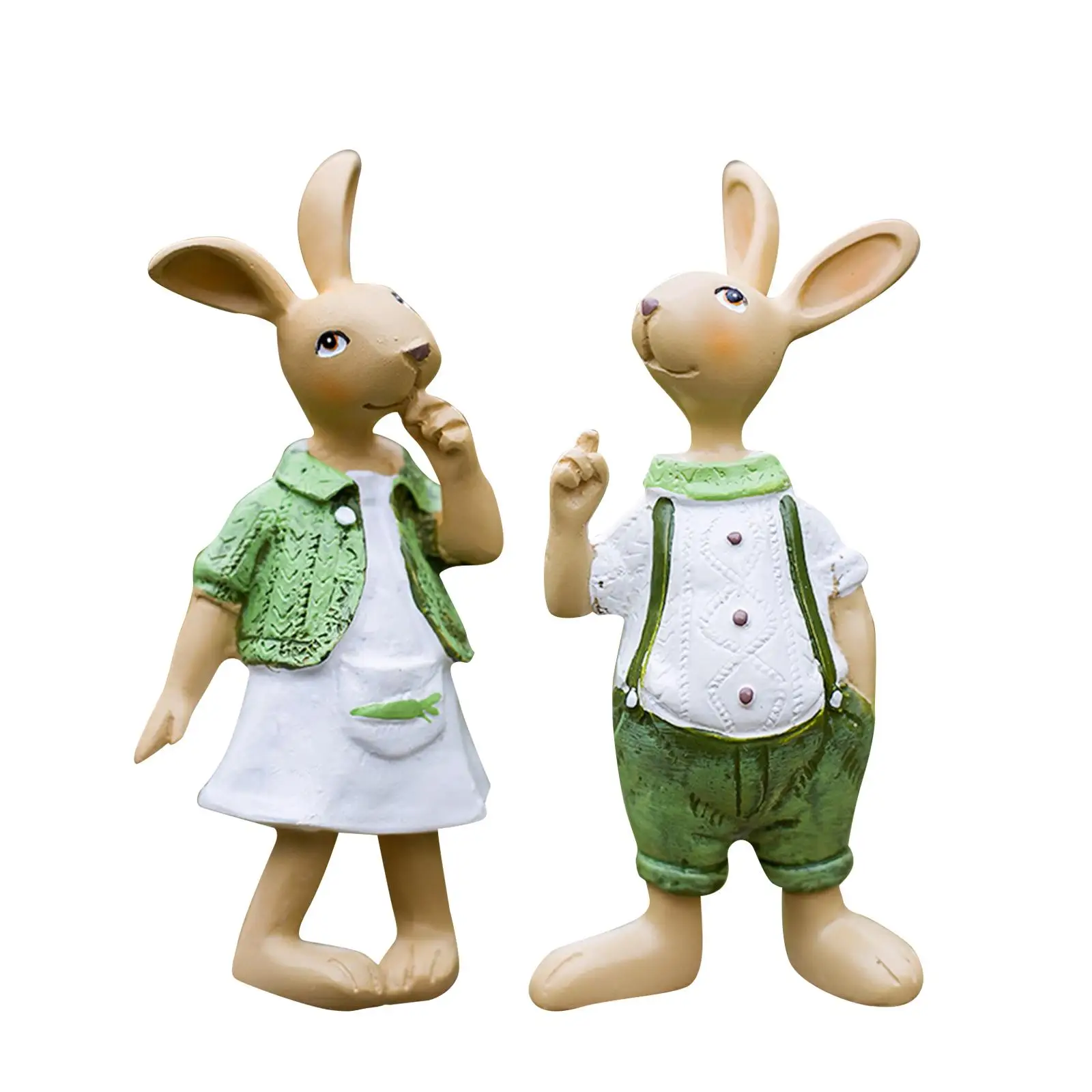 2Pcs Rabbit Garden Statue Home Lawn Art Decoration Ornaments Outdoor Standing Bunny Sculpture Rabbit Figurines Outdoor Decor