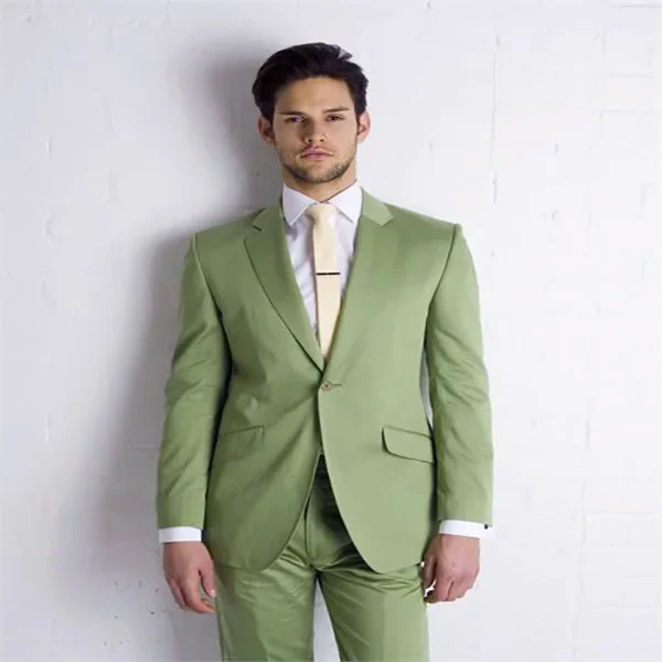 

2024 Fashion Green Casual Men Suits Groom Tuxedo Prom Blazer Hombre High Quality Custom 2 Piece Jacket Pant Set Costume Homme
