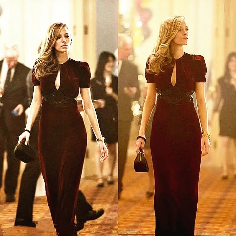 Blake Lively Vintage Burgundy Velvet Evening Dress Age-of-Adaline Film