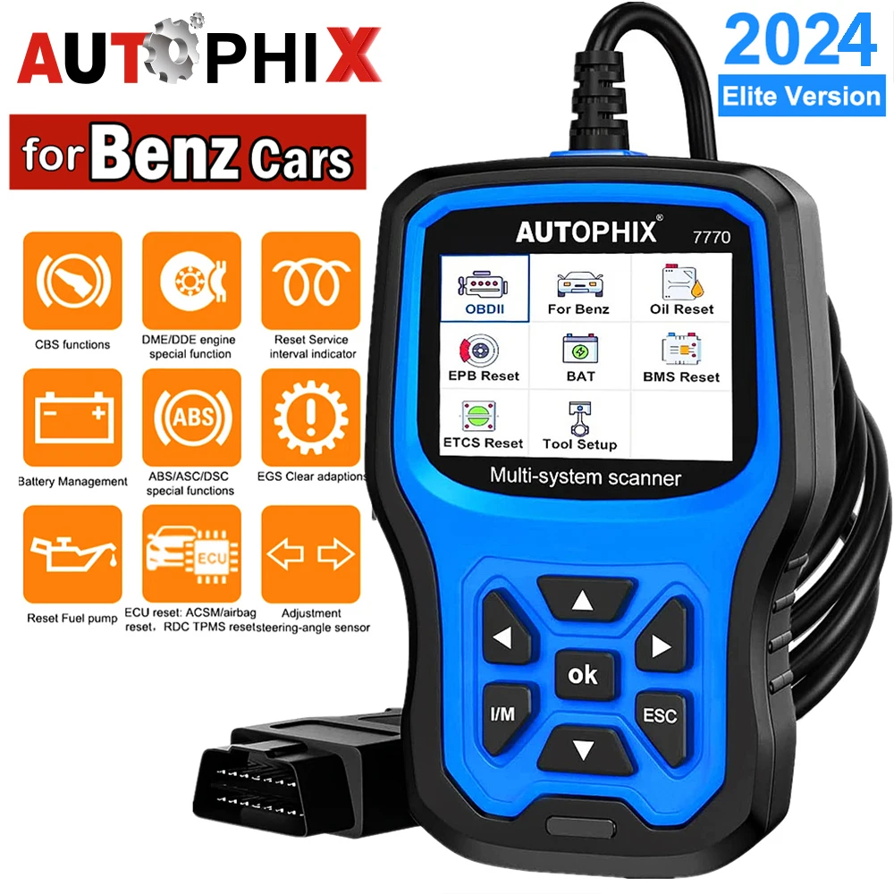 

AUTOPHIX 7770 OBD2 Scanner For Mercedes Benz Full System Diagnosis ABS Bleeding D-P-F SAS TPMS EPB Oil Reset Car Diagnostic Tool