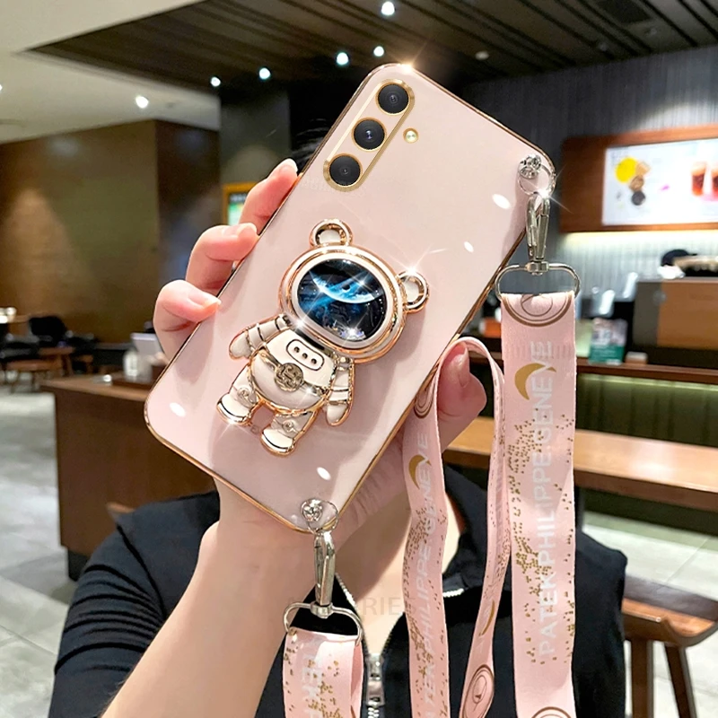 Versatile Crossbody Lanyard Plating Silicone Stand Case