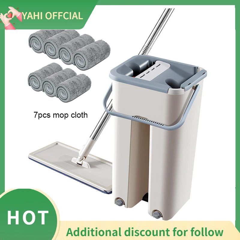 

Magic Mop Floor Squeeze Mops Wet Mop with Bucket Cloth Squeeze Cleaning Bathroom Mop For Wash Floor Home Kitchen Cleaner