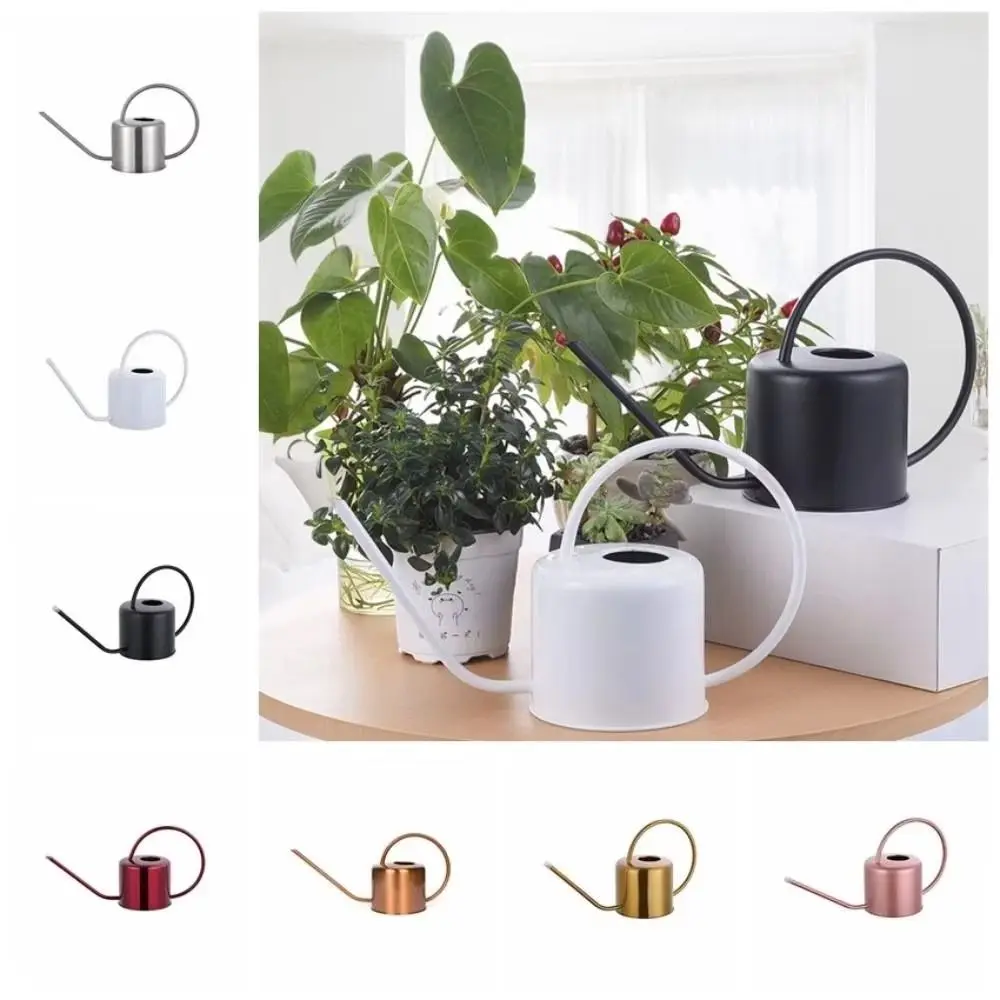 u 1.3L Plant Sprinkler Kettle Stainless Steel Large Capacity Watering Can Rustproof Leakproof Watering Pot Garden Tool