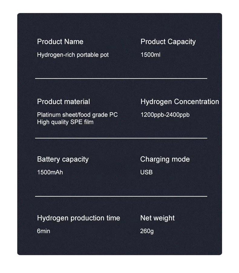 Sf9fc917a326643f3bd03f5fe1fb2de91U Hydrogen Water Bottle 1.5L Hydrogen Rich Portable Sports Water Bottle Rich Molecular Hydrogen Water Generator
