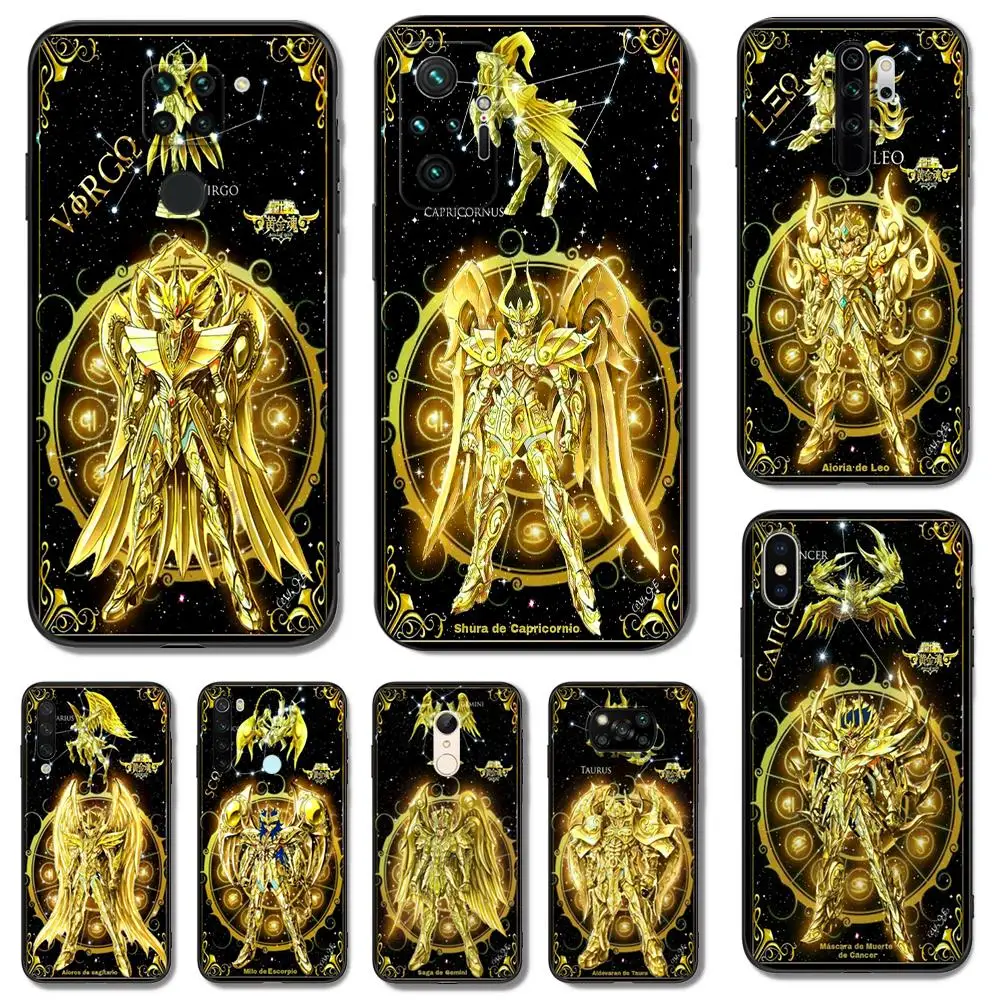 Custodia In Tpu Nero Per Xiaomi Redmi 9T Note 9T Note 10 8 8T 7 5G 4G Pro 10S Cartoon Saint Seiya Gold Saints Card