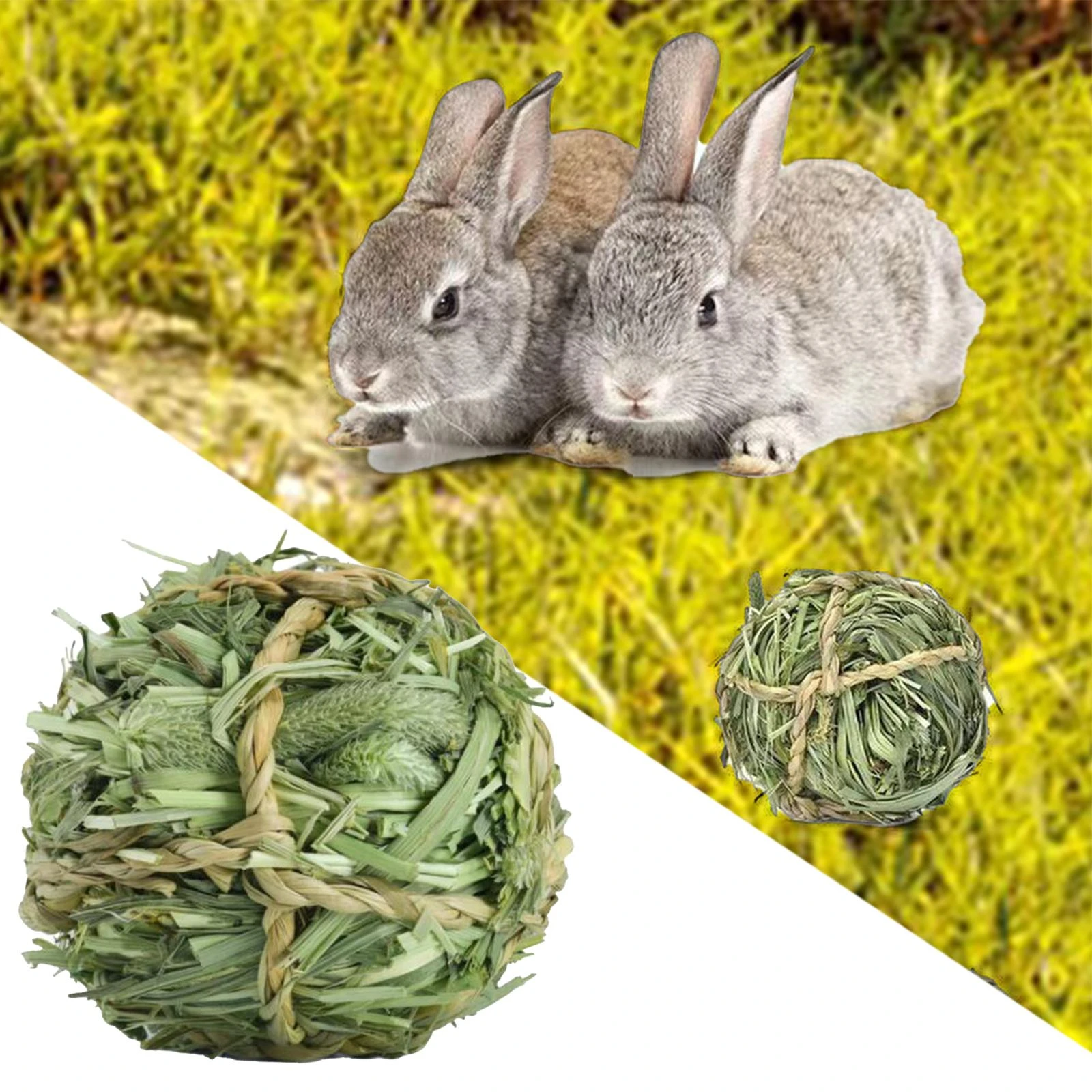 Rabbit Chew Toys Timothy Grass Hay Ball Small Animal Activity Play Toy