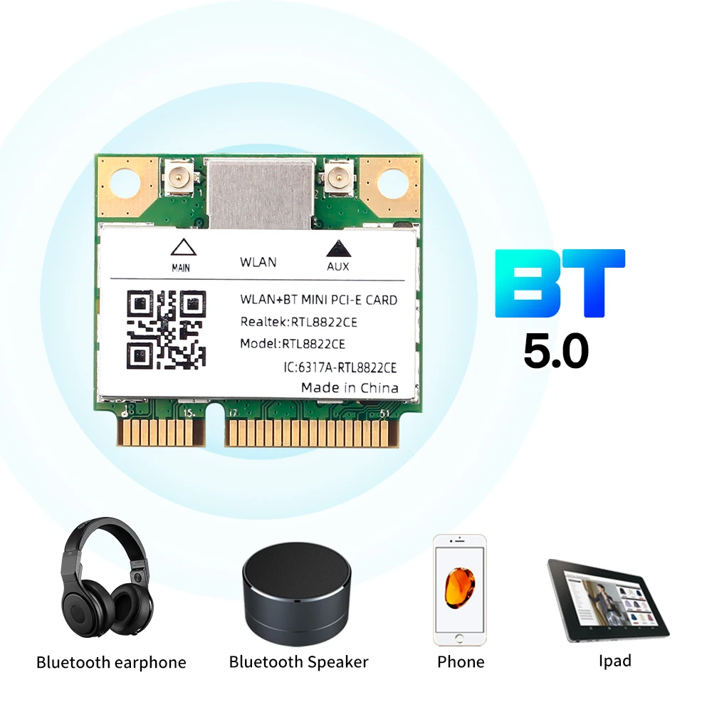 RTL8822CE Carte réseau 2,4 G/5 G double bande Gigabit WiFi Bluetooth 5.0 M.2 NGFF Interface WiFi Module