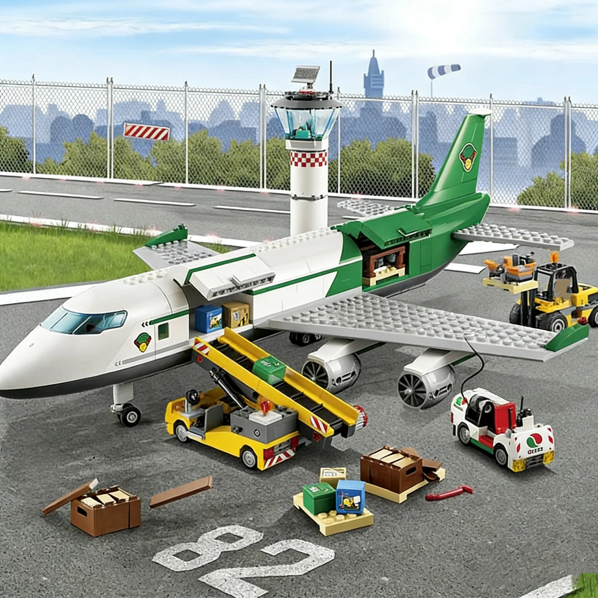 Kompatibel MOC Sets Stadt Serie Bausteine Fracht Terminal Flugzeug Flugzeug Große Modell kinder Spielzeug Montage Geschenk