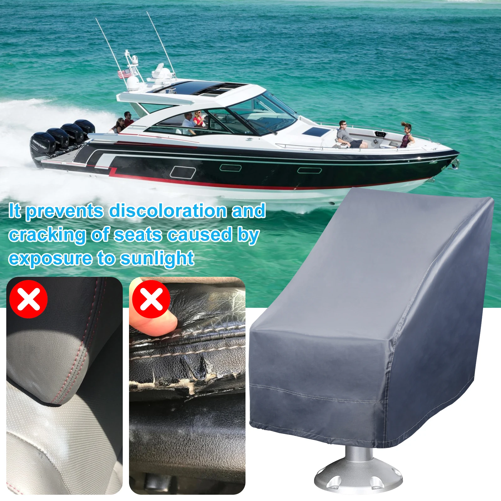 Chair Seat Cover Boat Seat Cover Waterproof Oxford Cloth Boat Seat Protective Covers Heavy-Duty Pontoon Chair Protective Covers Foldable Pontoon