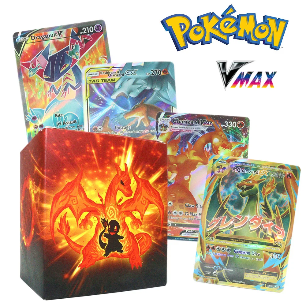 

20-300pcs Pokemon English Card Hobbies Rare Collection Battle Trainer Card Vmax GX Card Box Charizard Pikachu Children Toy Gift
