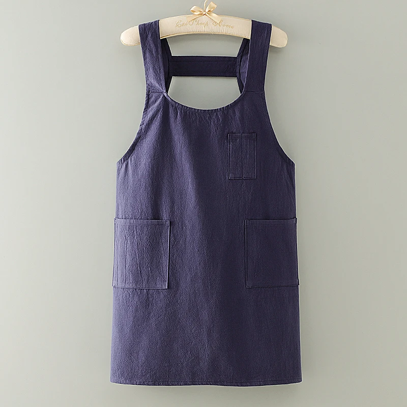 Cotton And Linen Apron For Women Men Work Drawing Kitchen Household Oil Resistant Breathable Customized Printing LOGO