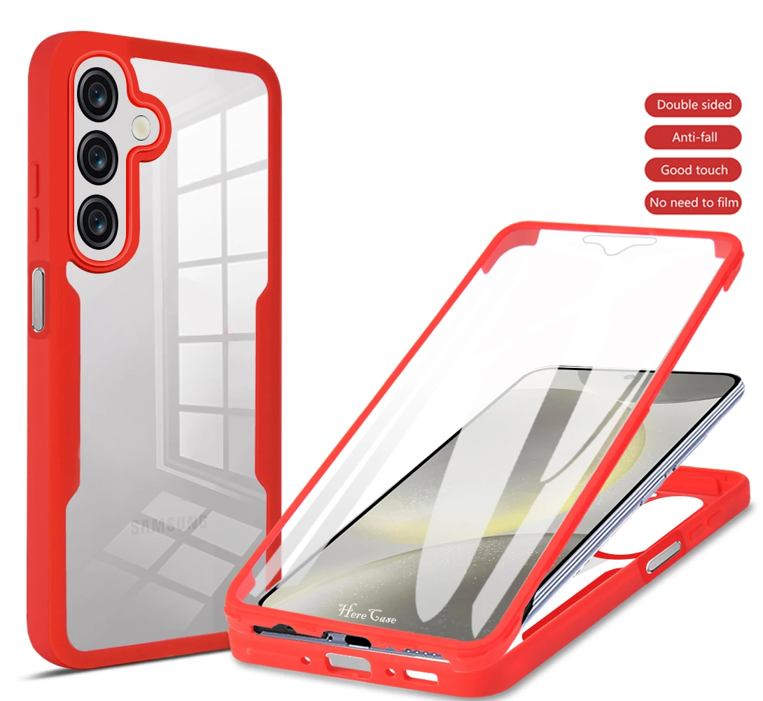 Shockproof Clear Case with 360-Degree Screen Protection and Dual-Sided Cover