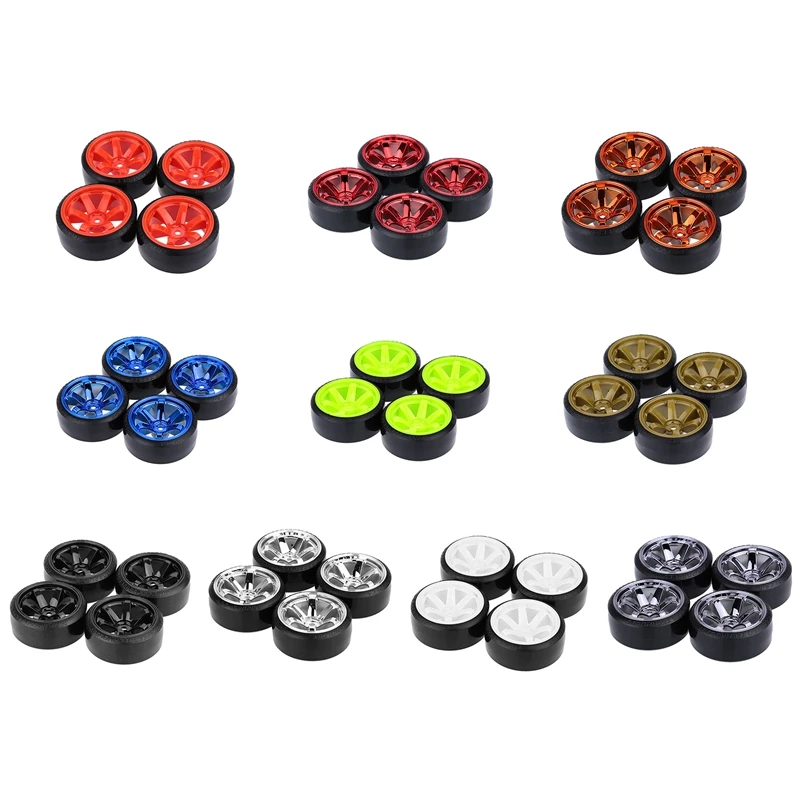 4Pcs Drift Car Tire Wheel Rim Hard Wheel Tire Per 1/10 Traxxas Hsp Tamiya Hpi Kyosho Drifting Rc Car