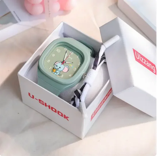 جديد جميل الكرتون الاطفال ووتش مربع مضيئة ووتش الأ...