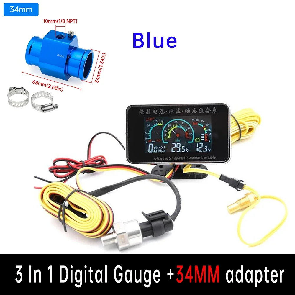 100% Öldruck-, Wassertemperatur- und Spannungsmessgeräte 3-in-1 LED-Anzeige Digitales Auto-Messgerät mit Alarm Multifunktionales Digitalmessgerät – Detail 23