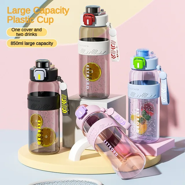 850ml Liter Large Capacity Sports Water Bottle Leak Proof Scald Proof Plastic Cup Drinking Outdoor Travel Portable Fitness Jugs 4