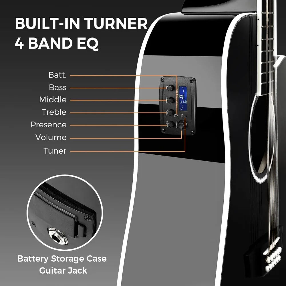 12 String Guitar,42&rdquo; Acoustic Electric Guitar, 12 String Full Size Acoustic Guitar Bundle with 4-Band EQ, Gig Bag, Picks.