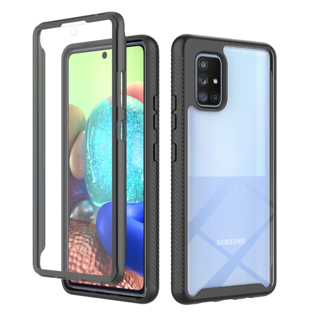 Shockproof Clear Case with Built-in Screen Protector and TPU Bumper Rugged Cover