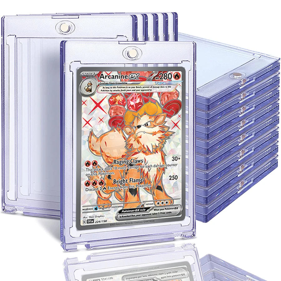 35Pt Carte Porta Carte Magnetiche Carte Pokemon Protezioni Maniche In Plastica Dura Trading Display Case Baseball Sport Yugioh Card