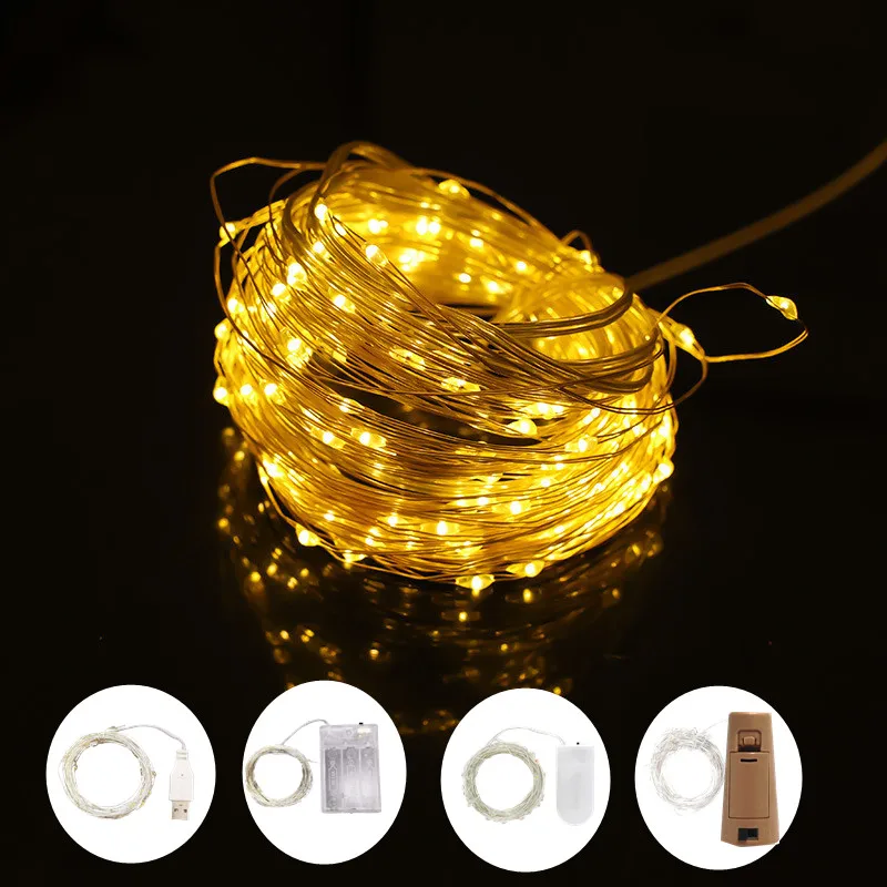 

LED Copper Wire String Light Battery Powered Fairy Lights Festive Bottle Lights USB Garland Christmas Decoration 1m 2m 3m 5m 10m