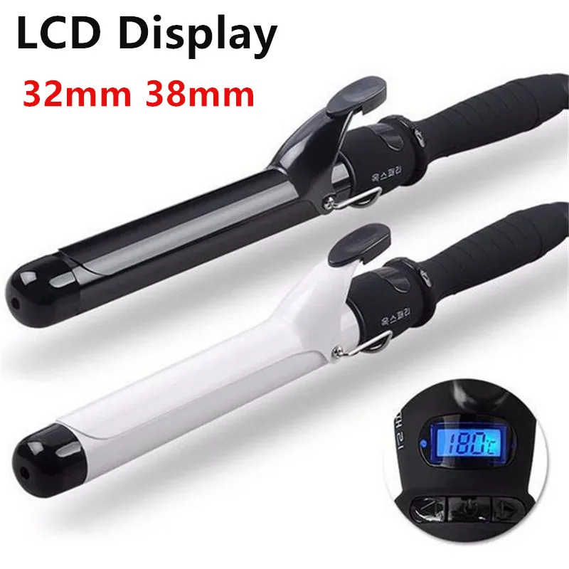 Professional 32mm 38mm LCD Display Hair Curler Adjustment Temperature Hair Curl Irons Curling Wand Roller Styling Tools