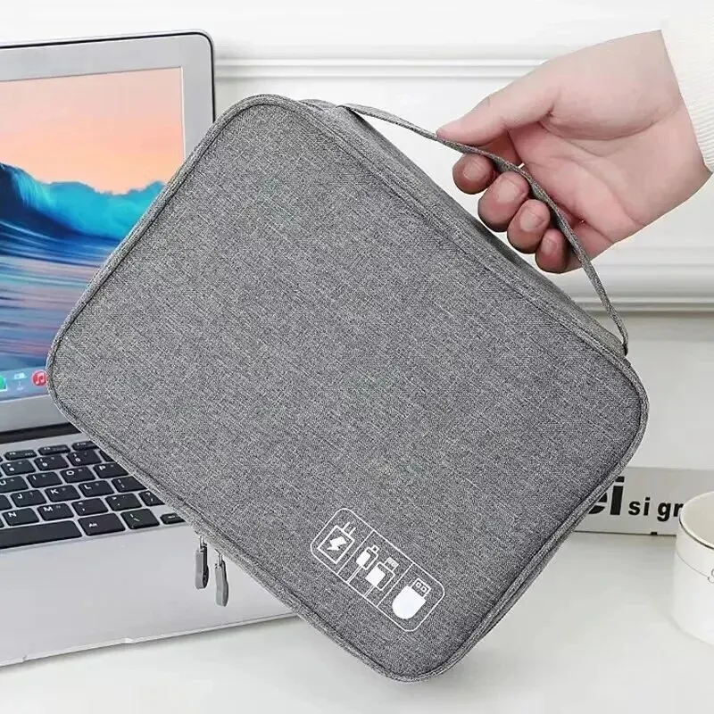New Travel Digital Data Line Storage Bag Large Capacity Anti-moisture Grid Multi-functional Headphone Charger Finishing-ag BEST SELLERS