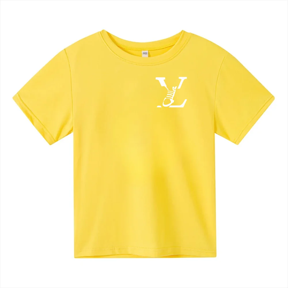 thumbnail image 1 of Camiseta de verano para niños y adolescentes, de manga corta, de algodón, con estampado de marca, cómodas, informales, ropa para niños, camisetas para niños y niñas, 1 of 5
