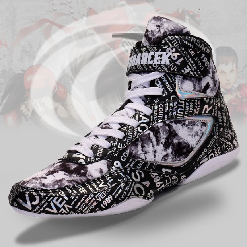 High Top Boxing Shoes for Men and Women, Hook and Loop, Wrestling Boot for Big Boy