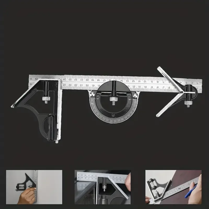 3 In 1 300mm Adjustable Measuring Ruler Multi Combination Square Angle Finder Protractor Tools 3 In 1 300mm Adjustable Measuring 3