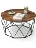 VASAGLE Round Coffee Table for Living Room, Cage Cocktail Table with Steel Frame, 31.5 Inches Dia., Industrial Style 1