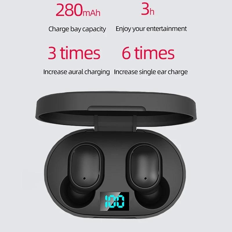 E6S TWS Wireless Headphones Bluetooth Earphone 5.0 Stereo Headset Earbuds with Microphone for Iphone Iconic Brand