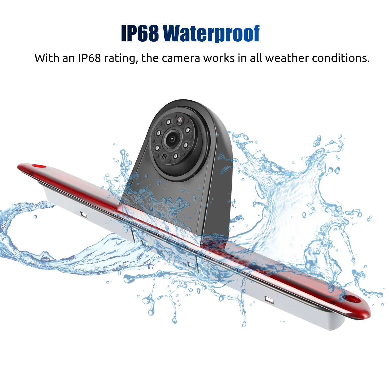ESSGOO 170° Rear View Reversing Camera for VW Transporter T5 T6 3rd Brake Light Double Doors 8M IP68 Waterproof W/ Night Vision