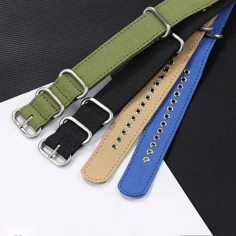 Durable Canvas Nylon Watch Strap with Stainless Steel Buckle