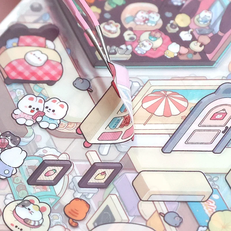 45 Stücke Cartoon Landschaft Aufkleber Buch DIY 3DMminiatur Szene Sammlung 1,0 Aufkleber Geschenk für Kind Kind kawaii schreibwaren aufkleber – Detail 26