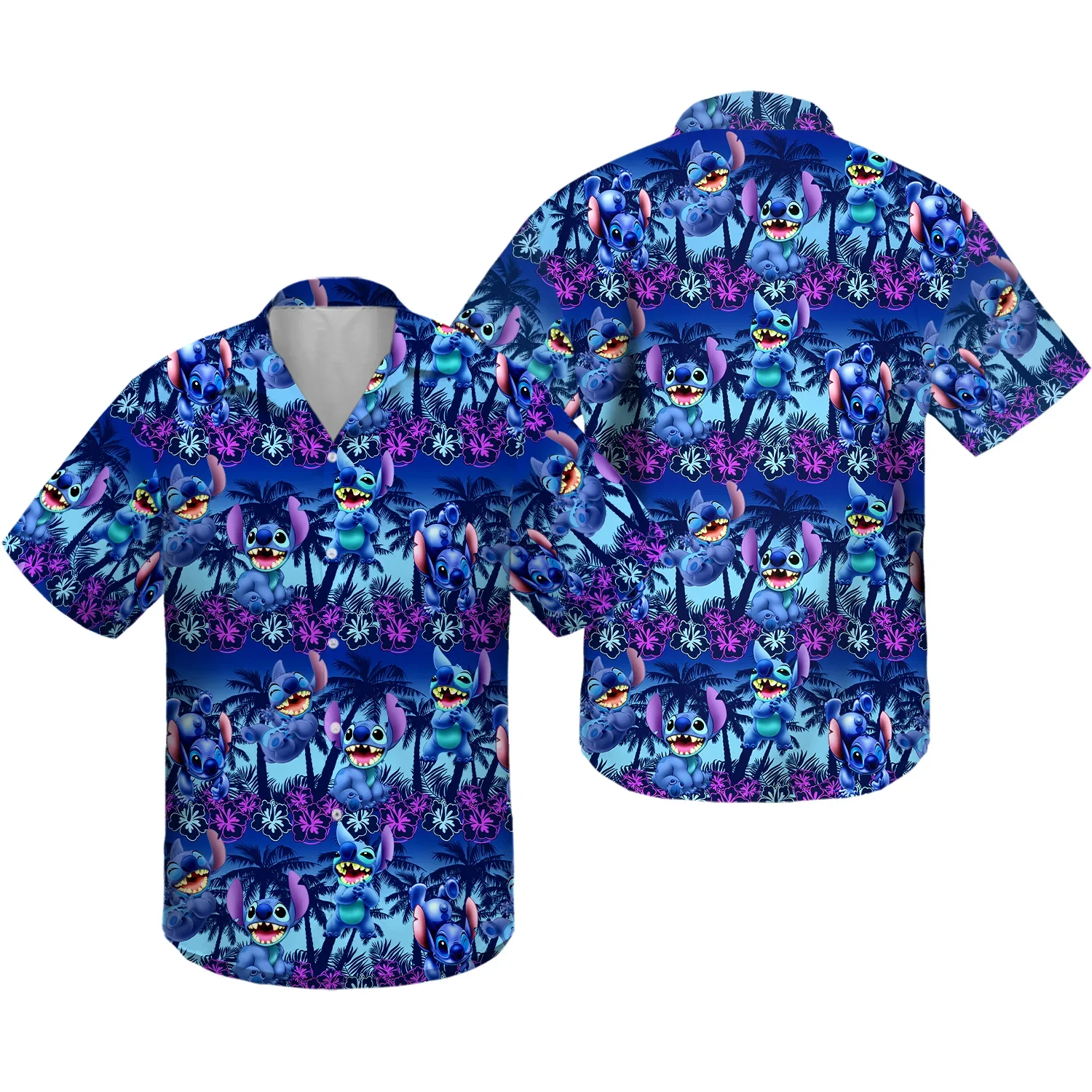 

New summer Lilo And Stitch Men's Shirt Disney Stitch Hawaiian Shirt Fashion Disney Hawaiian Short Sleeve Shirt Men's Casual Tops