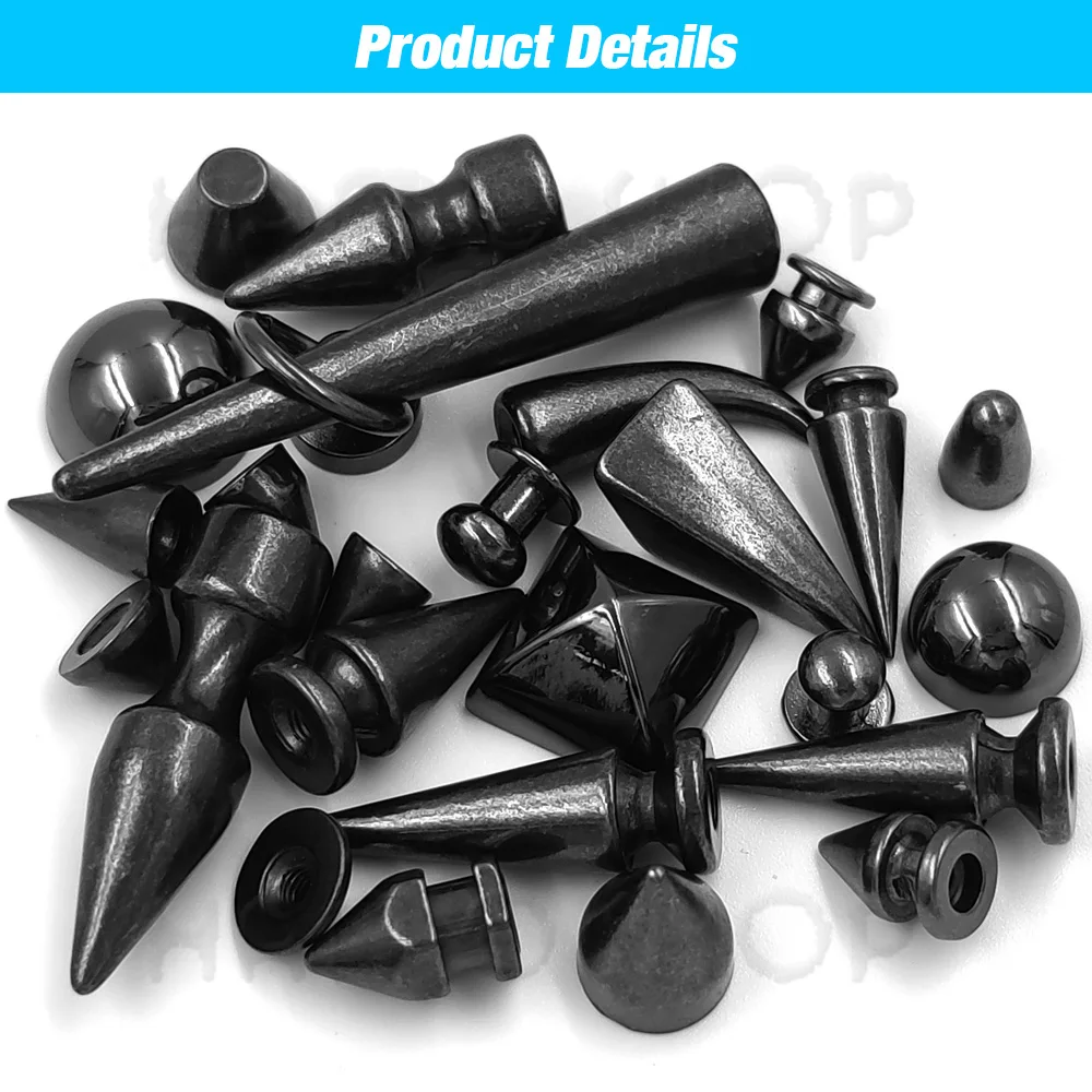 Black Plastic Spikes Rivet Studs Crafts Leather Garments Bags