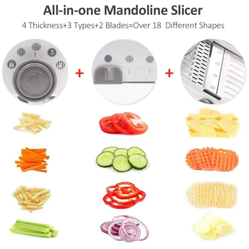Multifunctional vegetable cutter Slicer Grater Adjustable Safe Blades