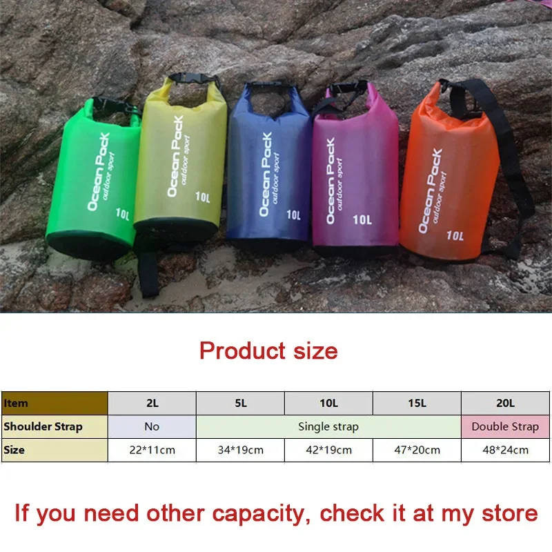 500D waterproof swimming bag dry sack 2/5/10/15/20/30L waterproof floating dry gear bags for boating fishing rafting swimming waterproof dry bag
