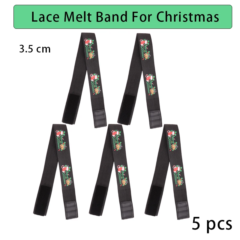 4Cm Wig Headband With Christmas Pattern Black Edge Melt Band For Lace Wigs Adjustable Elastic