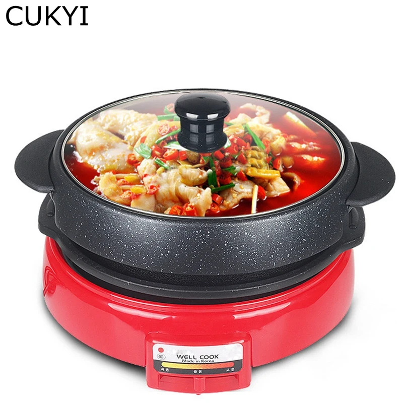 Hotpot Barbecue Pan 2 in 1 Multicooker Maifan Stone Grill Machine  Multifunctional Generic Heating Base Detachable Washable Pot 6