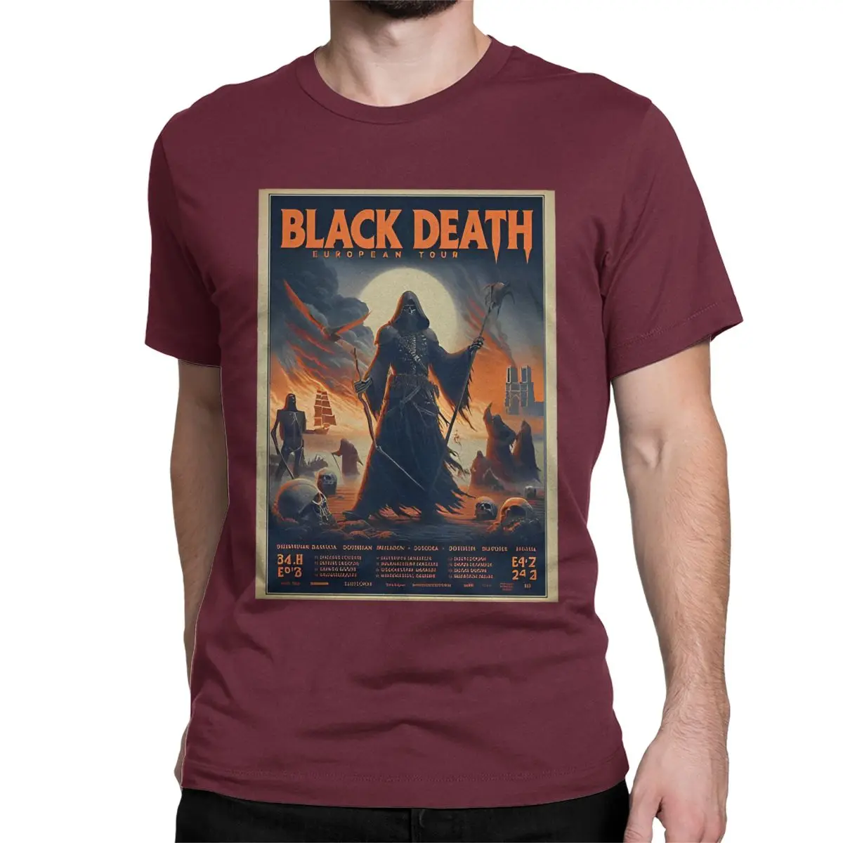 thumbnail image 1 of Camiseta de la gira europea del Doctor de la Peste Negra para hombre y mujer, de algodón puro, de manga corta y cuello redondo, talla grande, 1 of 7