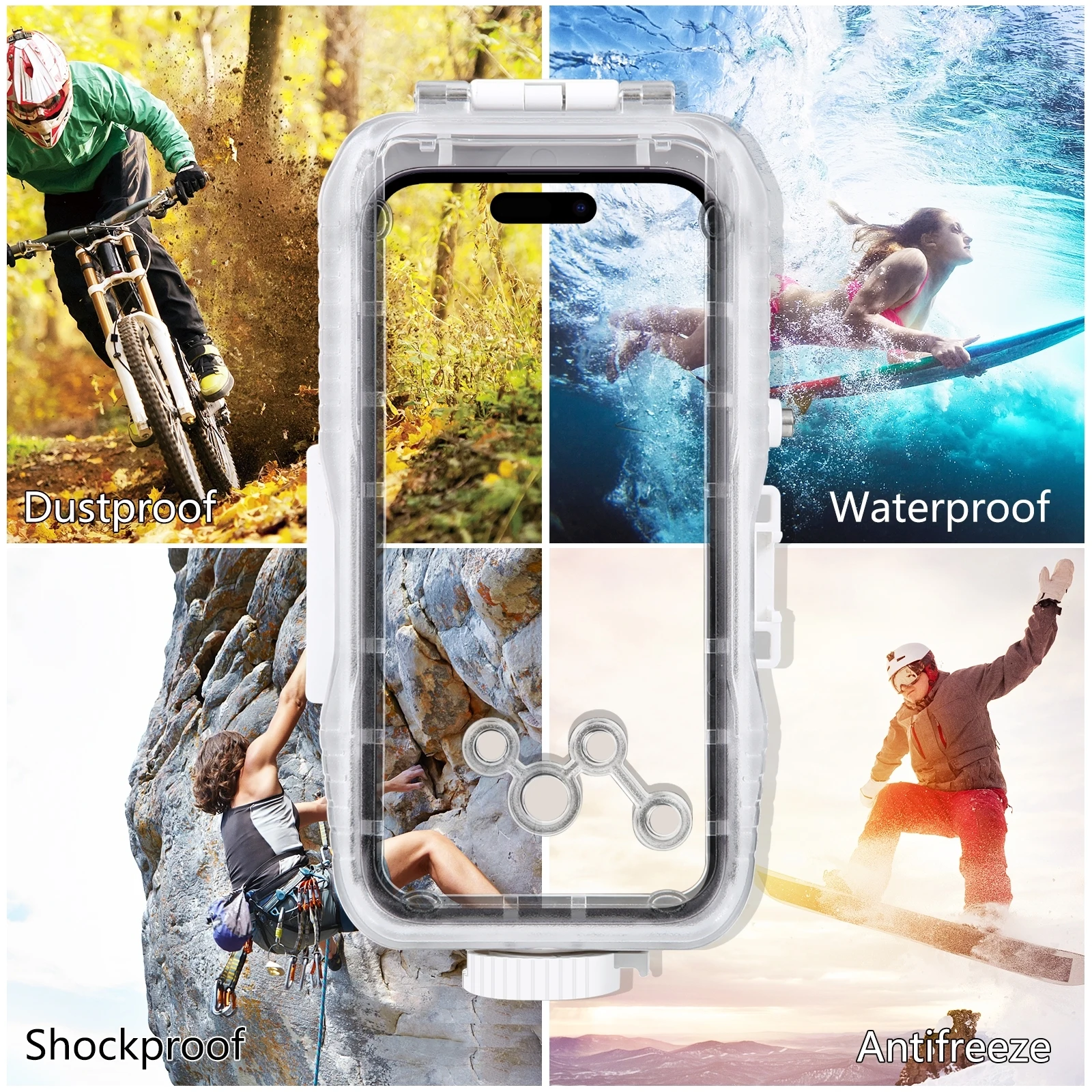 PULUZ 40m 130ft Waterproof Diving Case for iPhone 14 15 Plus 11 12 13 14 15 Pro Max with One-way Valve underwater photo shoot