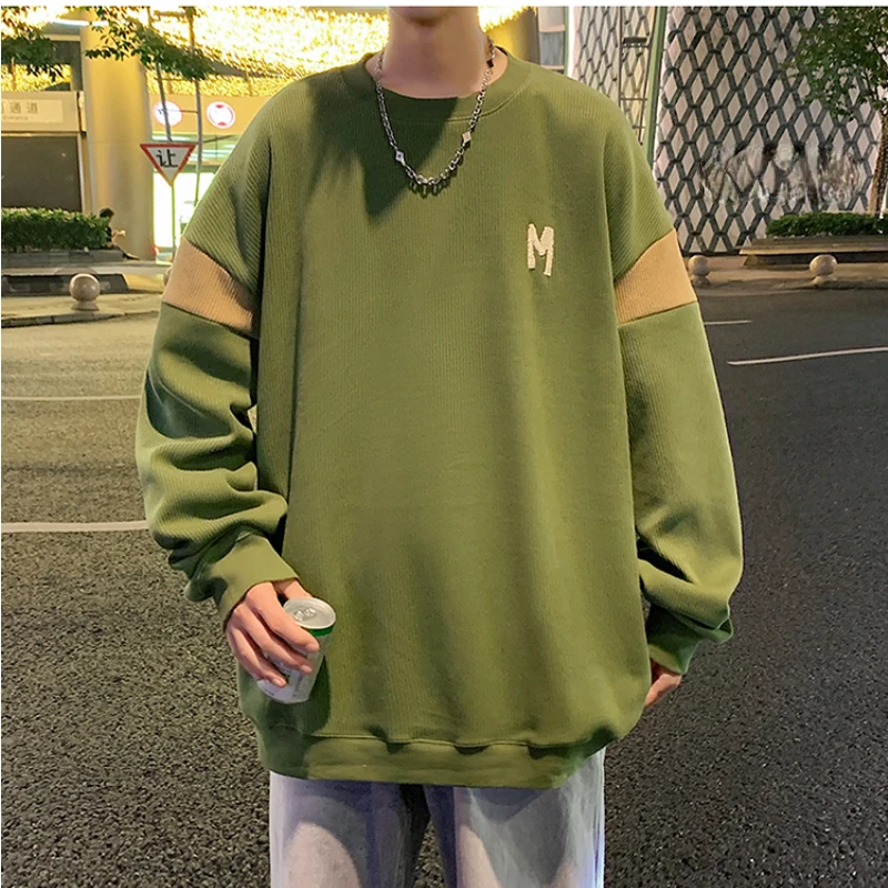 Men's Pullovers Autumn New Arrival Long Sleeve T-shirt Loose Letter Embroidery Sweatshirts Male Korean Style Casual Daily Tops
