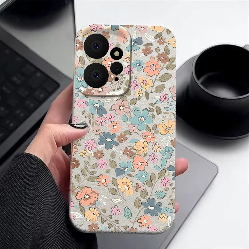 Floral Leather Texture TPU Soft Phone Case