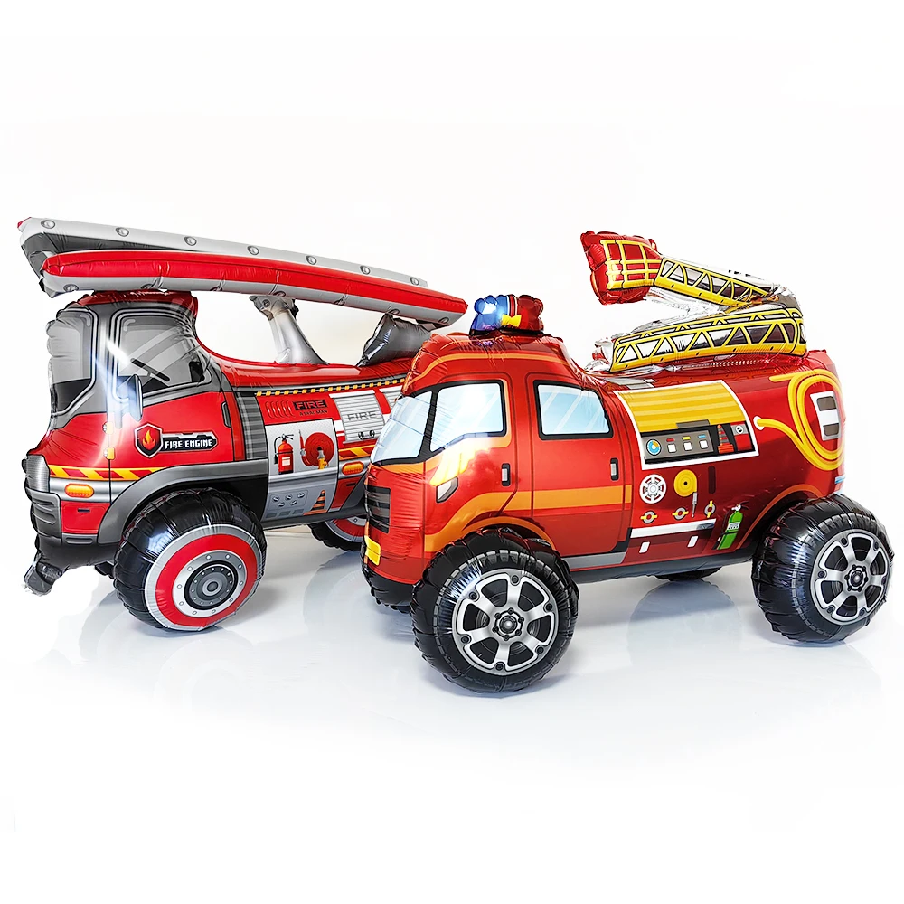 

4D Standing Fire Truck Balloon Kids Boy Birthday Party Decoration Firetruck Foil Balloon Firefighter Themed Party Supplies