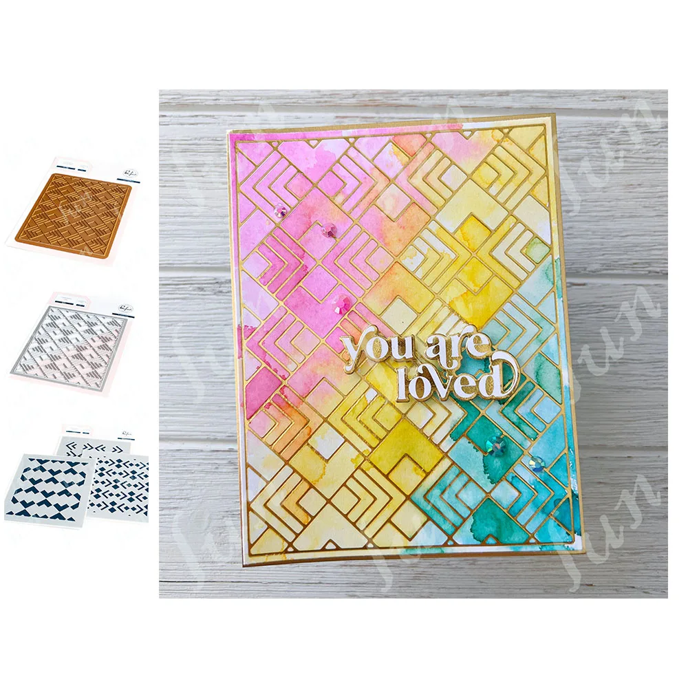 

Arrival New Geo Tiles Metal Cutting Dies Hot Foil Stencils Set Diy Scrapbooking Paper Greeting Card Drawing Coloring Decoration