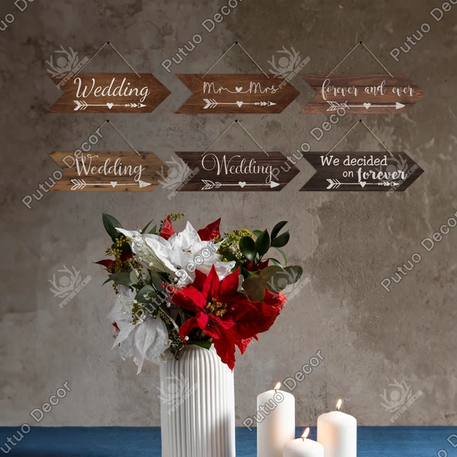 Putuo Decor Wedding Arrow Wooden Sign - A Perfect Addition to Your Wedding Scene