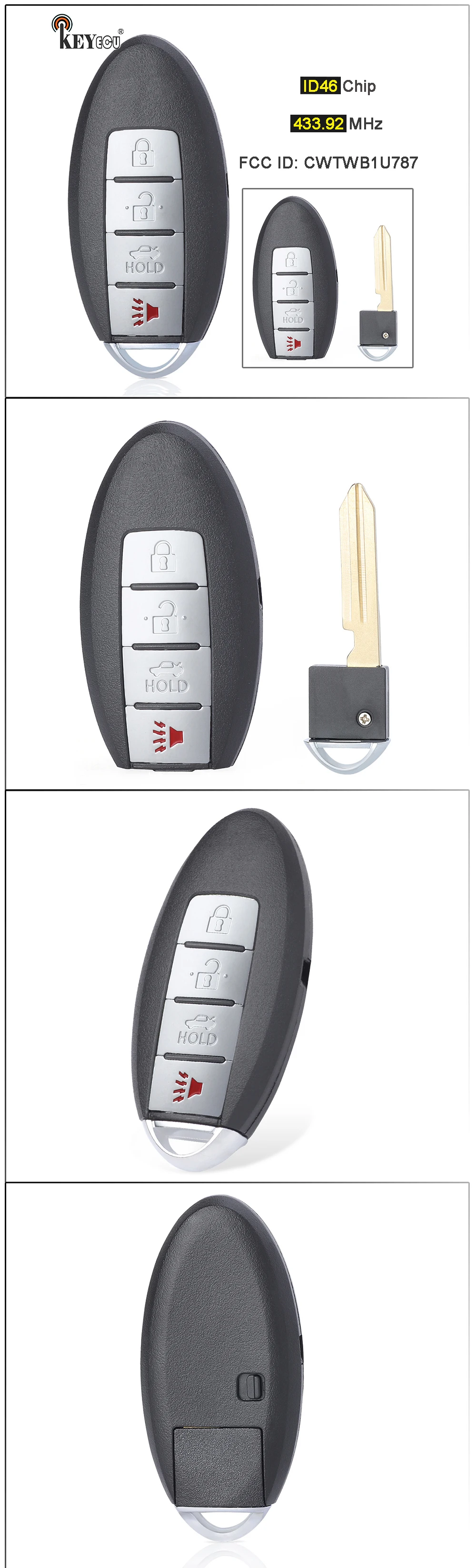 Keyforkess 433.92MHz ID46 FCC ID: muslimsmart Remote Key Fob 3 1 4 pulsanti per Infiniti M37 M56 QX56 Q70 HYBRID 6 Keyforkess 433.92MHz ID46 FCC ID: muslimsmart Remote Key Fob 3 1 4 pulsanti per Infiniti M37 M56 QX56 Q70 HYBRID - Sf9fe5957843c47b5be40e71c0e2803f1L