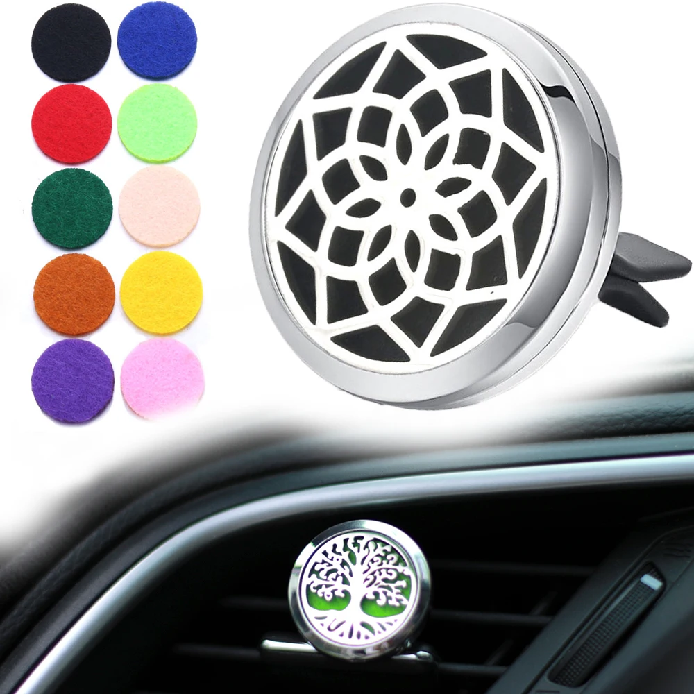 New Car Aromatherapy Essential Oil Diffuser Clip Pendant Car Air Freshener Stainless Steel Perfume Lockets Jewelry Air Freshener
