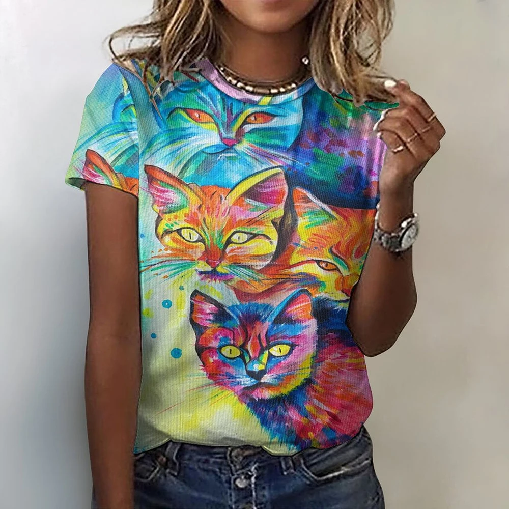 Cat With Party All time Printed Long T-shirt For Women's
